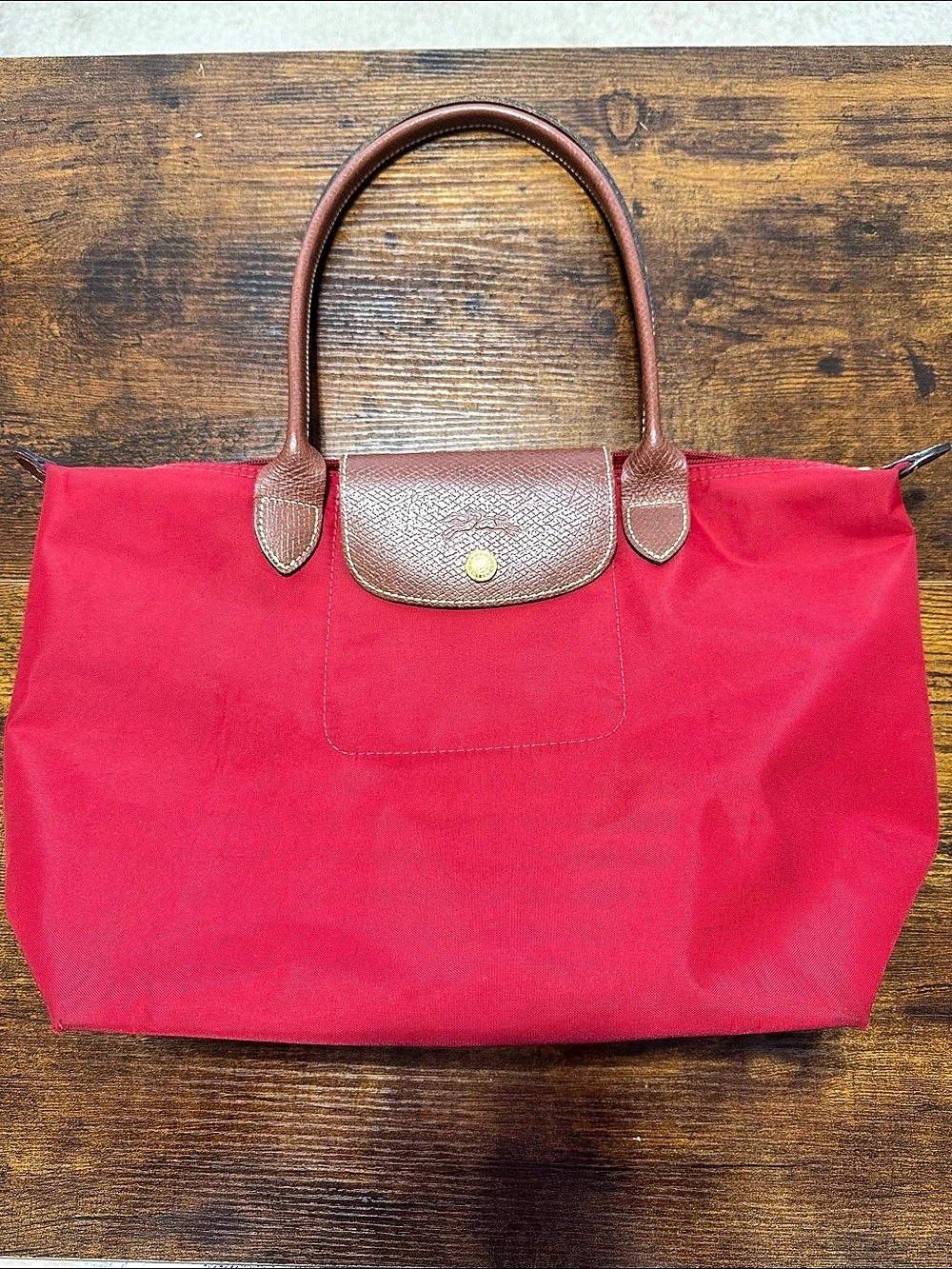 Longchamp Le Pliage Medium Tote – Red